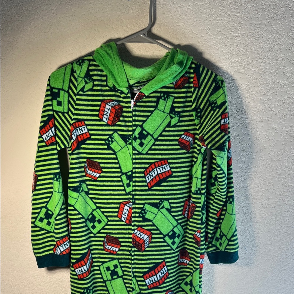 Vibrant Green Striped Kids Pajama Footies